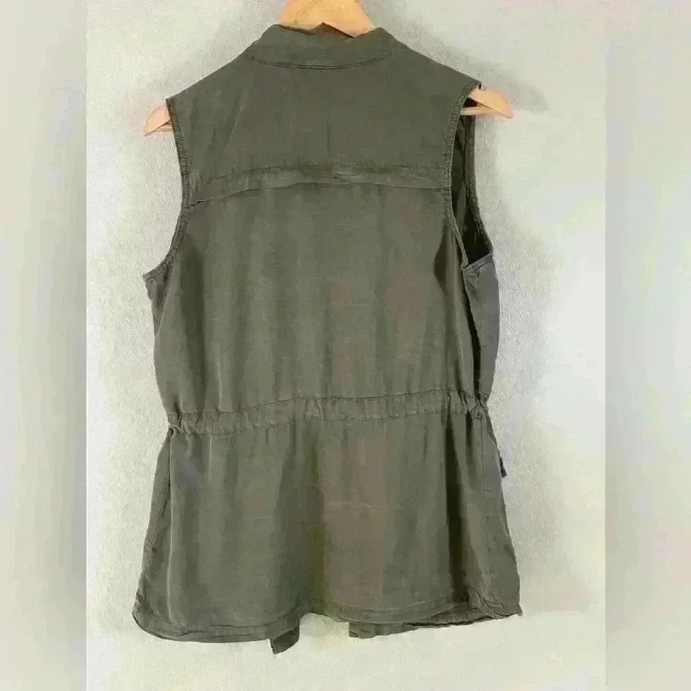 Mossimo Olive Green Button Down Utility Cargo Vest Pockets Medium - Picture 5 of 10